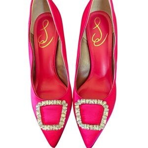 Jessica Simpson Fuchsia Heels with Crystal Rhinestone Embellishments Sz 7